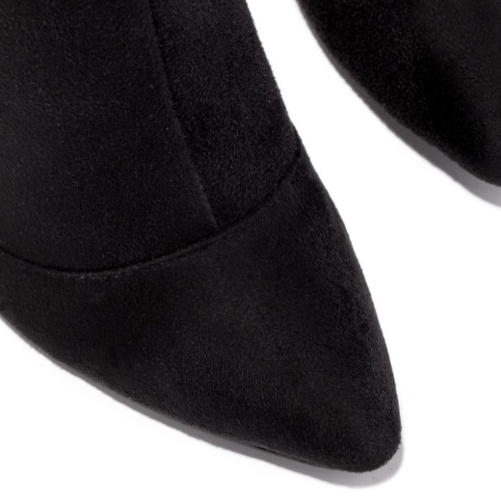 Stretchy Over the Knee Lace Up Boots in Black - Picture 7 of 16